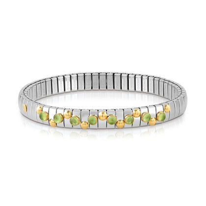 EXTENSION bracelet in stainless steel with 18K gold and small stones (016_PERIDOT)