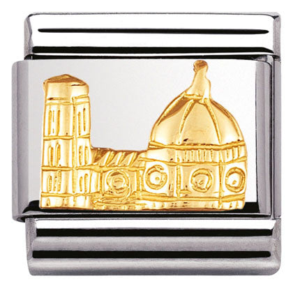 030123/07 Classic RELIEF MONUMETS,S/Steel,bonded yellow gold Florence Duomo (Italy)