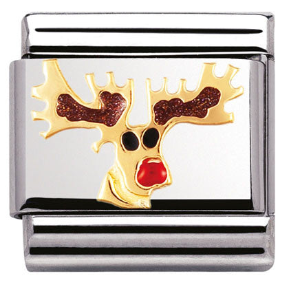 030225/08 Classic,S/steel,enamel,bonded yellow gold Reindeer