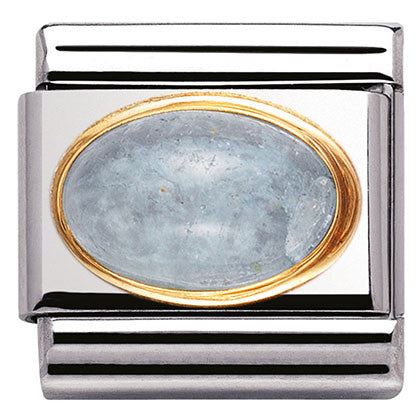030504/01Classic OVAL SEMIPRECIOUS STONES.S/Steel,Bonded Yellow Gold,AQUAMARINE