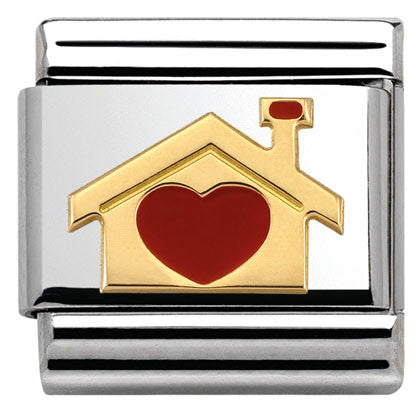 030283/07 Classic,S/steel enamel,yellow gold,Home with heart