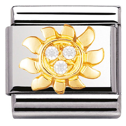 030308/23 Classic ,S/steel, Bonded Yellow Gold,CZWhite sun