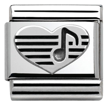 330101/06 Classic OXIDIZED ,S/steel,silver Heart, musical note