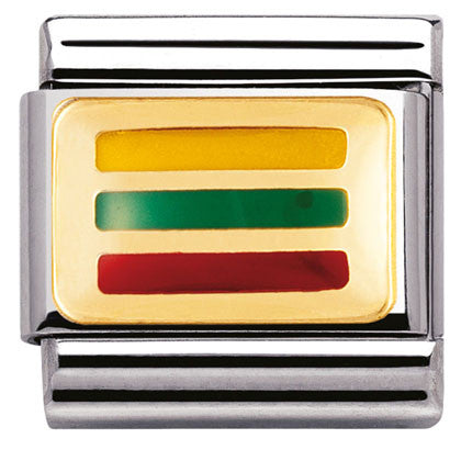 030234/39 Classic FLAG, S/steel,enamel,bonded yellow gold LITHUANIA