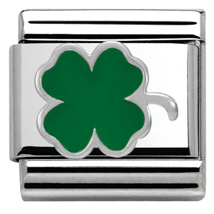 330202/12 Classic,S/steel,enamel,silver 925  Green Clover