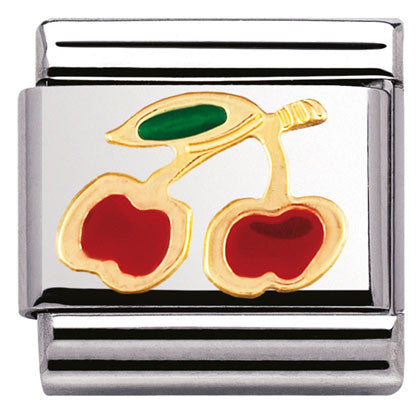 030215/05 Classic,S/Steel,enamel,bonded yellow gold Cherry