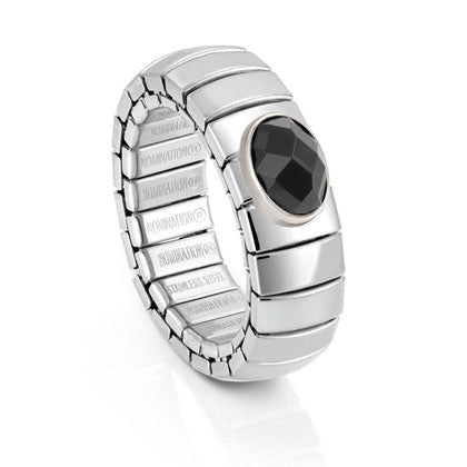 XTE stainless steel? sterling silver and FACETED stone ring  011 Black