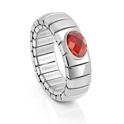 XTE Ring stainless steel? sterling silver and FACETED stone ring (005_RED)
