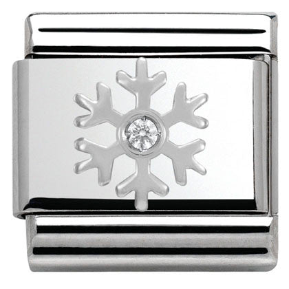 330313/02 CHRISTMAS S/Steel,enamel,CZ,925 silver Snowflake