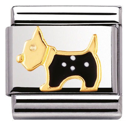 030248/09 Classic,S/steel,enamel,bonded yellow gold Terrier Dog