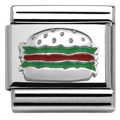330202/35 Classic S/steel,enamel,silver 925 Hamburger