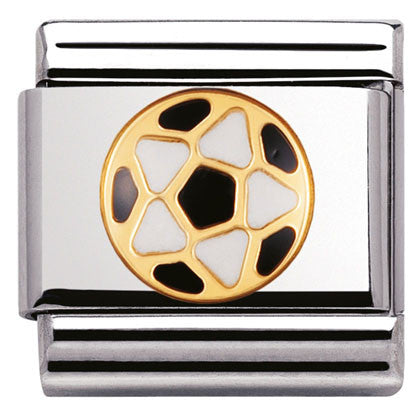 030204/17 Classic Sport, Black & White Football, enamel and bonded yellow gold