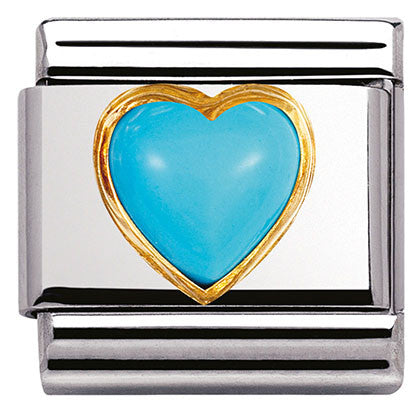 030501/06 Classic STONES HEARTS,S/Steel,Bonded Yellow Gold TURQUOISE