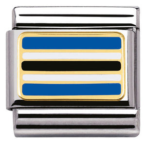 030237/18 Classic Flag,S/steel,enamel,bonded yellow gold BOTSWANA