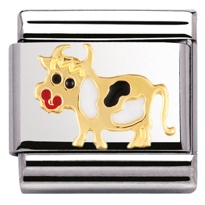 030212/04 Classic S/Steel,, enamel, bonded yellow gold Cow