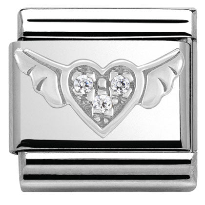 330304/12 Classic,S/stee,CZ, silver 925 Flying heart with CZ
