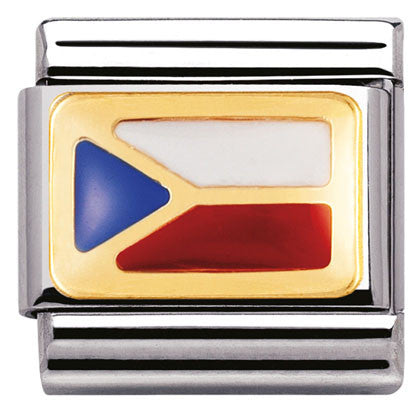 030234/30 Classic  FLAG  S/steel,enamel,bonded yellow gold CZECH REPUBLIC