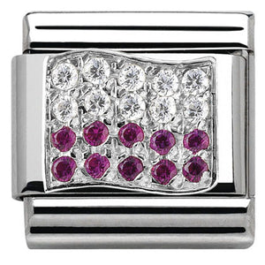 330318/17 Classic Flag, S/Steel,CZ,Silver Poland
