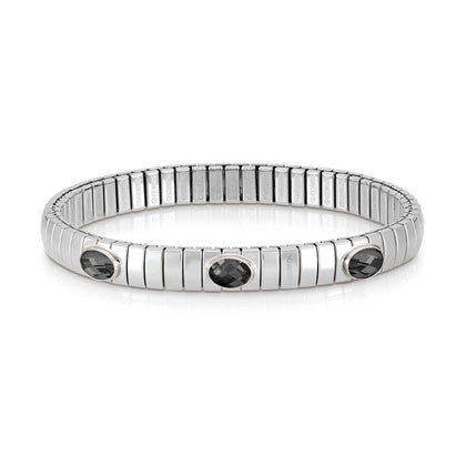 XTE stainless steel? sterling silver and 3 FACETED stones bracelet (011_Black)