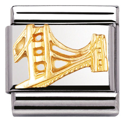 030146/01 Classic MONUMENT RELIEF,stainless steel, bonded yellow gold Golden Gate Bridge (America)