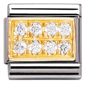 030314/01 Classic PAVE,S/steel,Bonded Yellow Gold,CZ,White