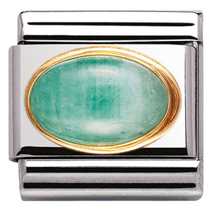 030504/09 Classic OVAL SEMIPRECIOUS STONES,S/Steel,Bonded Yellow Gold Emerald