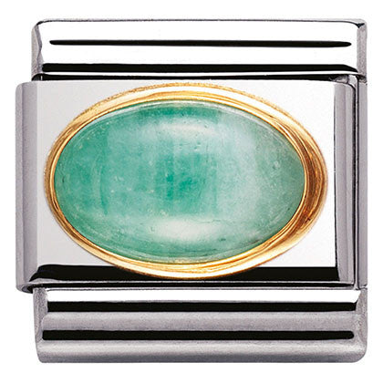 030504/09 Classic OVAL SEMIPRECIOUS STONES,S/Steel,Bonded Yellow Gold Emerald