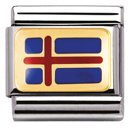 030234/31 Classic FLAG S/Steel, enamel, bonded yellow gold  ICELAND