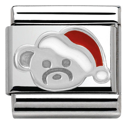 330204/13 Classic CHRISTMAS,S/Steel,enamel,Silver 925 Bear with Hat