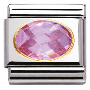 030601/003 Classic FACETED CZ Pink   S/Steel, Bonded Yellow Gold