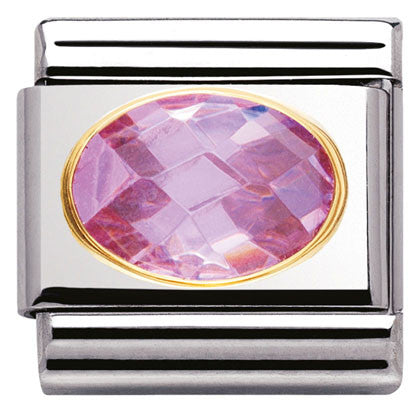 030601/003 Classic FACETED CZ Pink   S/Steel, Bonded Yellow Gold