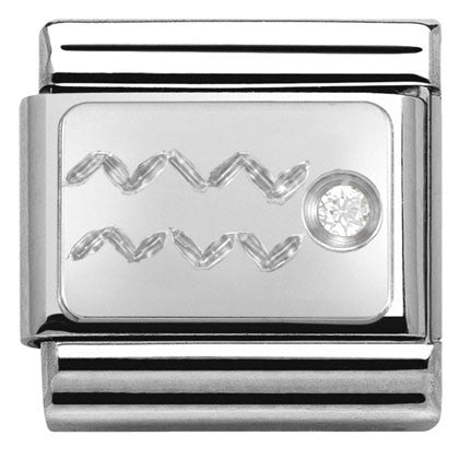 330302/11 Classic ZODIAC S/steel,CZ,925 silver  Aquarius