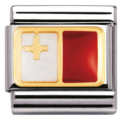 030234/29 Classic FLAG,S/steel,enamel,bonded yellow gold MALTA