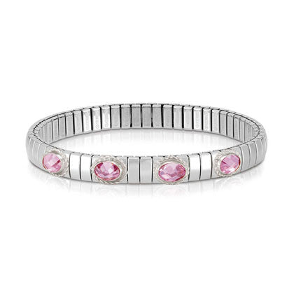 XTE stainless steel? sterling silver and 4 FACETED stones bracelet (GDR) (003_PINK)