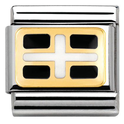 030234/48 Classic , S/Steel, enamel, bonded yellow gold Cornish Flag