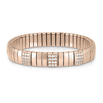 Bracelets GOLDEN PINK (M) in steel? sil. 925? CZ and 3 pave (001_WHITE)