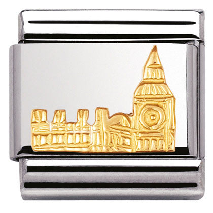 030123/01 Classic RELIEF MONUMENTS,S/steel,bonded yellow gold Big Ben