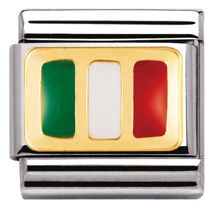 030234/21 Classic FLAG,S/Steel, with enamel and bonded yellow gold ITALY (21_)