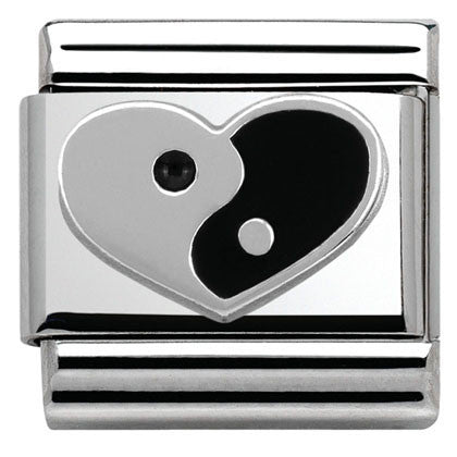 330202/20 Classic S/steel,enamel,silver 925 Ying Yang heart