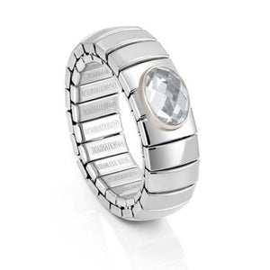 XTE stainless steel? sterling silver and FACETED stone ring (010_White)
