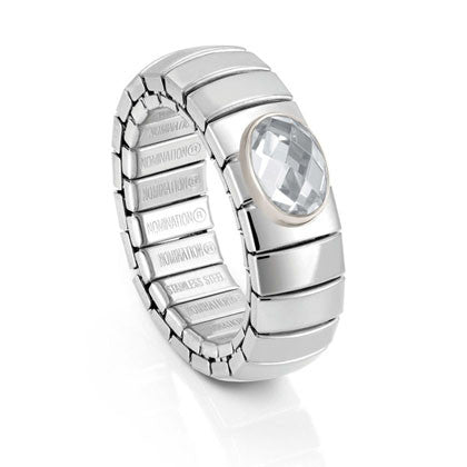 XTE stainless steel? sterling silver and FACETED stone ring (010_White)