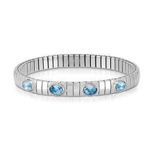XTE stainless steel? sterling silver and 4 FACETED stones bracelet (GDR) (006_LIGHT BLUE)