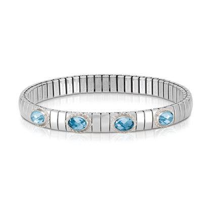 XTE stainless steel? sterling silver and 4 FACETED stones bracelet (GDR) (006_LIGHT BLUE)