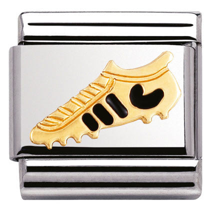 030204/20 Classic ,football boot,S/steel, enamel, bonded yellow gold