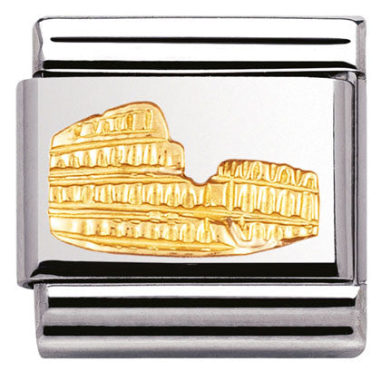 030123/10 Classic RELIEF MONUMETS,S/Steel,bonded yellow gold Colosseum (Italy)