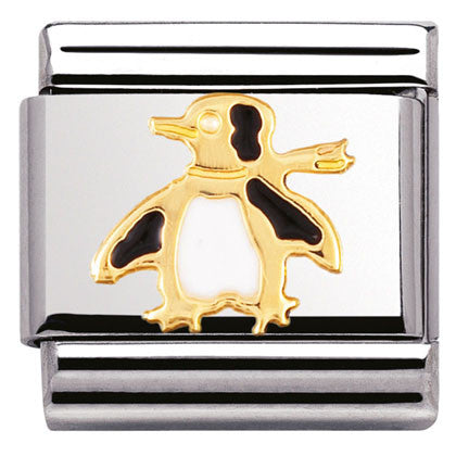 030213/04 Classic,S/steel,enamel,bonded yellow gold Penguin
