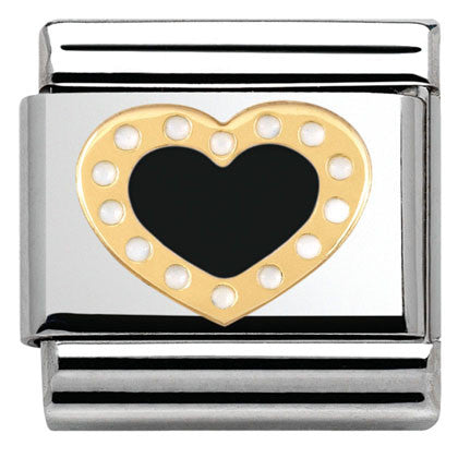 030283/02 Classic LOVE 2 stainless steel? enamel and yellow gold Heart with dots BLACK
