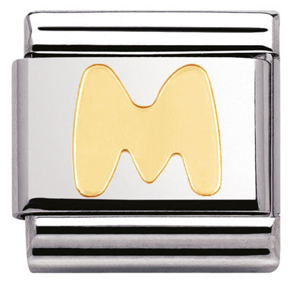 030101/13 Classic LETTER,S/Steel,Bonded Yellow Gold Letter  M