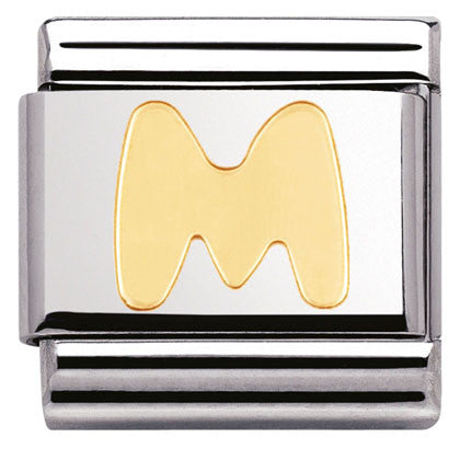 030101/13 Classic LETTER,S/Steel,Bonded Yellow Gold Letter  M