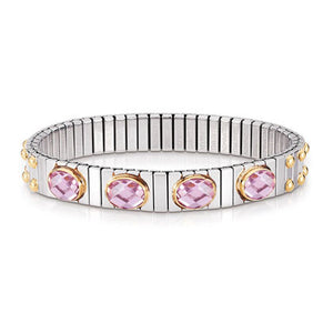 EXTENSION bracelet (M) in stainless steel with 18k gold and faceted Cubic Zirconia (003_PINK)